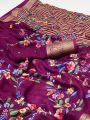 Authentic Traditional Festive Rich Wine Soft Moss Mellow Saree