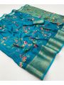 Ethnic Elegant Festive Teal Blue Soft Moss Mellow Saree