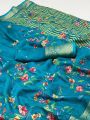 Ethnic Elegant Festive Teal Blue Soft Moss Mellow Saree