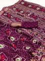Authentic Traditional Festive Wine Soft Moss Mellow Saree
