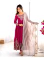 Elegant Heavy Hot Pink Georgette Embroidered Anarkali  Suit