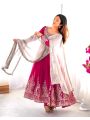Elegant Heavy Hot Pink Georgette Embroidered Anarkali  Suit