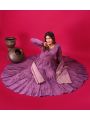Ethnic Casual Festive Purple Roman Silk Gown Anarkali Suit