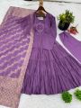 Ethnic Casual Festive Purple Roman Silk Gown Anarkali Suit