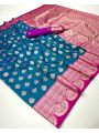 Authentic Ethnic Traditional Teal Blue Paithani Silk Saree