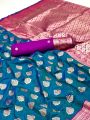 Authentic Ethnic Traditional Teal Blue Paithani Silk Saree