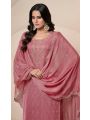 Festive Traditional Dusty Rose Pink Embroidered Organza Silk Plazo Suit 