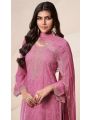 Traditional Festive Dusty Rose Embroidered Organza Silk Plazo Suit