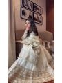 Authentic Festive Traditional Ivory Chinnon Silk Anarkali Set