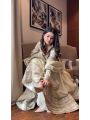 Authentic Festive Traditional Ivory Chinnon Silk Anarkali Set