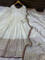 Authentic Festive Traditional Ivory Chinnon Silk Anarkali Set