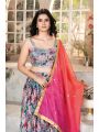 Multi Colour Organza Fancy and Print Work Lehenga Choli