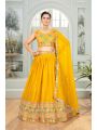 Mustard Yellow Embroidered Star Georgette Lehanga Choli Set