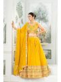Mustard Yellow Embroidered Star Georgette Lehanga Choli Set