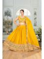 Mustard Yellow Embroidered Star Georgette Lehanga Choli Set