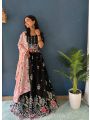 Black Chinon Silk Embroidered Lehanga