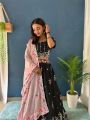 Black Chinon Silk Embroidered Lehanga
