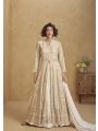 Elegant Ethnic Festive Beige Georgette Embroidered Anarkali Suit