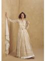Elegant Ethnic Festive Beige Georgette Embroidered Anarkali Suit