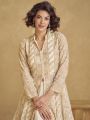 Elegant Ethnic Festive Beige Georgette Embroidered Anarkali Suit