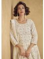 Traditional Ethnic Elegant Ivory Embroidered  Kurta with Palazzo Set