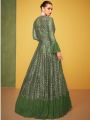 Authentic Olive Green Premium Silk Embroidered Jacket Anarkali Gown Set
