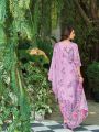 Elegant Ethnic Lilac Schiffli Embroidered Linen Straight Suit