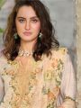 Ethnic Casual Beige Schiffli Embroidered Linen Straight Suit