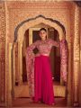 Ethnic Traditional Festive Rani Pink Chinon Silk Embroidered Top with Plazo Set