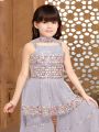 Authentic Elegant Ethnic Kids Poly Crepe Silk Sharara Suit