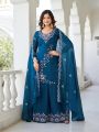 Authentic Traditional Festive Teal Blue Georgette Kurti with Plazo set