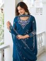 Authentic Traditional Festive Teal Blue Georgette Kurti with Plazo set