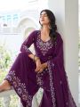 Ethnic Festive Traditional Wine Georgette Kurti with Plazo set