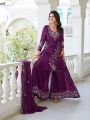 Ethnic Festive Traditional Wine Georgette Kurti with Plazo set