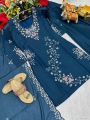 Authentic Traditional Festive Teal Blue Georgette Kurti with Plazo set