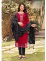 Authentic Festive Maroon Rayon Embroidered Straight Suit