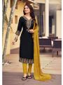 Authentic Festive Traditional Black Rayon Embroidered Straight Suit