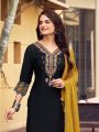 Authentic Festive Traditional Black Rayon Embroidered Straight Suit