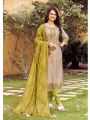 Authentic Elegant Traditional Beige Rayon Embroidered Straight Suit