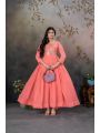 Ethnic Elegant Festive Peach Georgette Gown Anarkali Suit