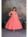 Ethnic Elegant Festive Peach Georgette Gown Anarkali Suit