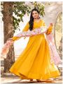 Authentic Elegant Traditional Mustard Yellow Gown Anarkali Suit