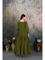 Elegant Ethnic Festive Olive Green Georgette Gown Anarkali Suit