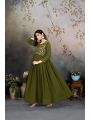 Elegant Ethnic Festive Olive Green Georgette Gown Anarkali Suit