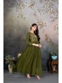 Elegant Ethnic Festive Olive Green Georgette Gown Anarkali Suit