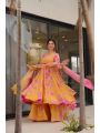 Authentic Ethnic Festive Sunshine Yellow Vichitra Silk Plazo Suit