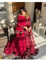 Elegant Festive Ethnic Maroon Georgette Sharara Suit