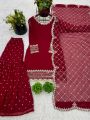 Elegant Festive Ethnic Maroon Georgette Sharara Suit