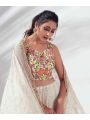 Ivory Floral Embroidered Faux Georgette Lehanga Choli