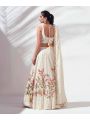 Ivory Floral Embroidered Faux Georgette Lehanga Choli